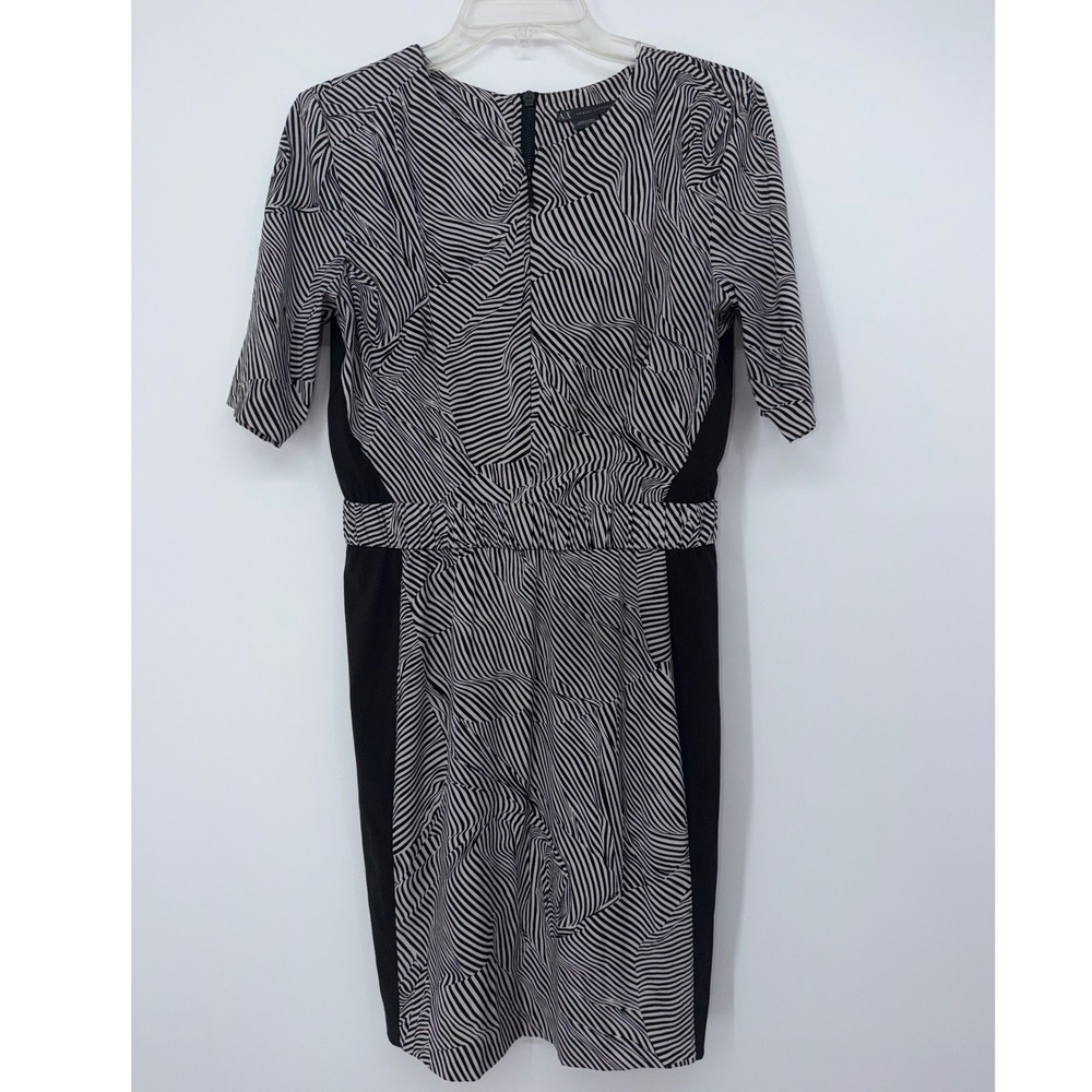 Armani Exchange Black White Zebra Stripe Colorblock Sheath Dress Size 6